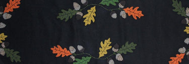 Leaves & Acorns Black Table Runner 45 In T4022010 - The Fox Decor